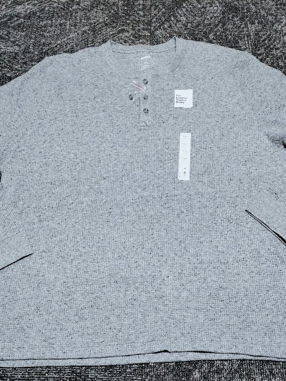 Sonoma Shirt Mens 2XL Gray Thermal Waffle Henley Long Sleeve Extra Soft New NWT